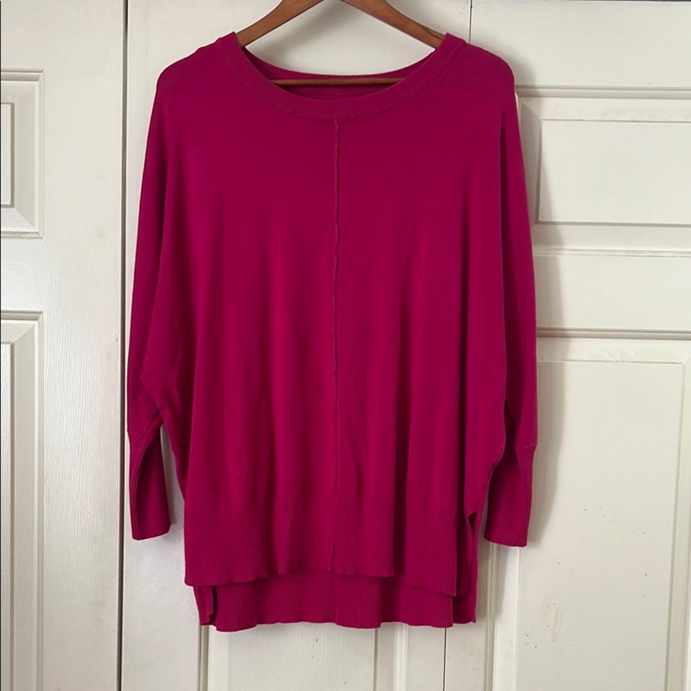 Wonderly Oversized Sweater Dolman Sleeves Bright Vivid Pink
